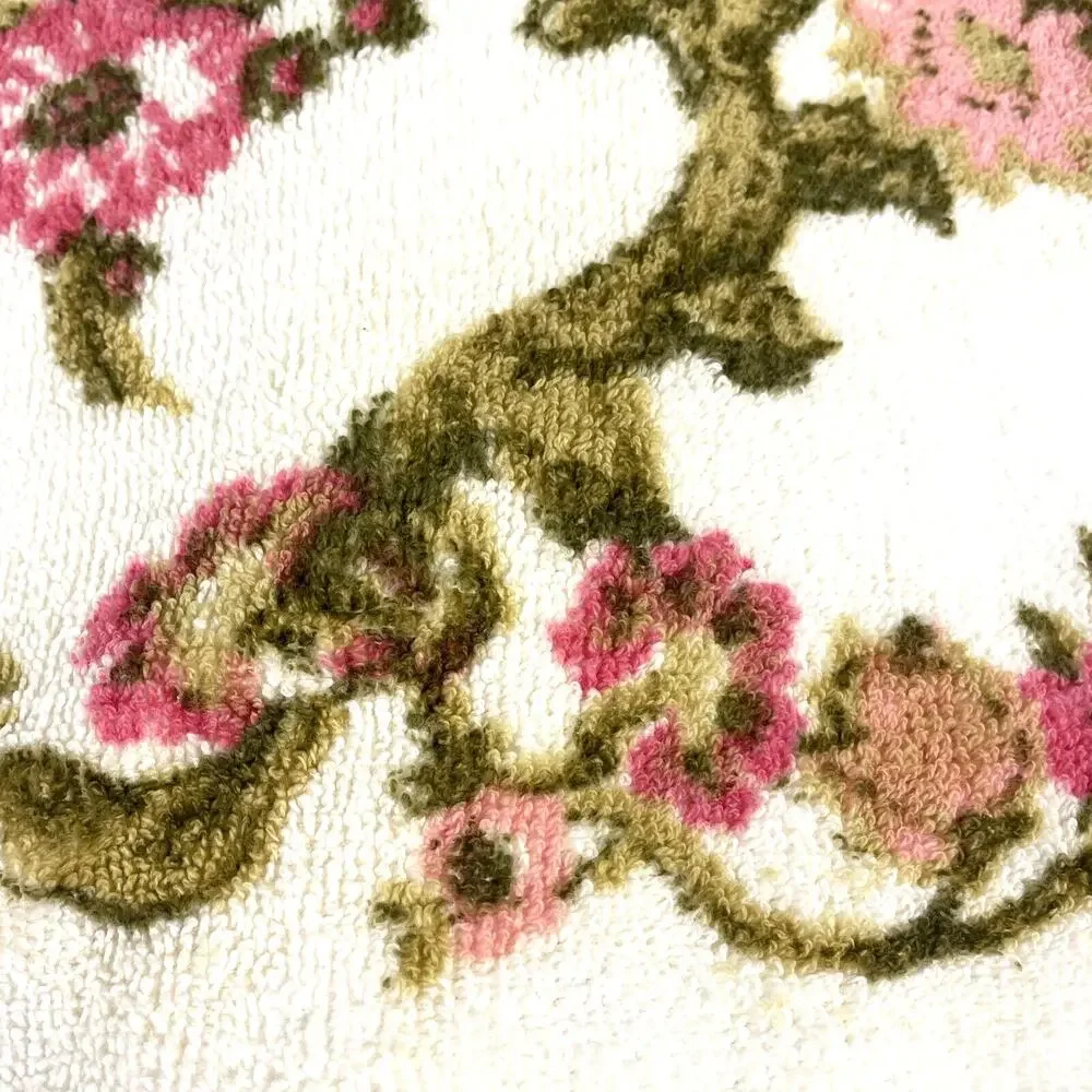 Vintage Callaway Towel Set – 2 Bath 2 Washcloths Peach Pink Roses Daisies NOS